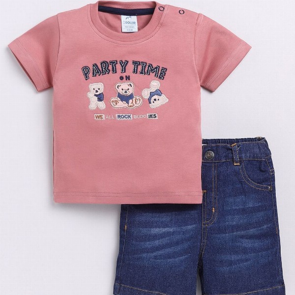 Dollar Boys Printed Round Neck Short Sleeves T-Shirt With Shorts