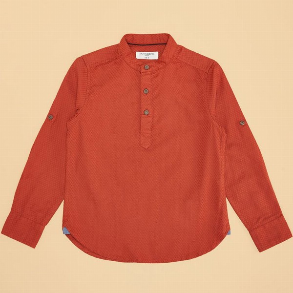 Pantaloons Junior Boys Mandarin Collar Solid Party Shirt