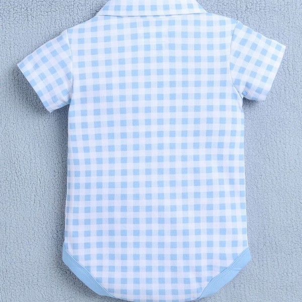 BUMZEE Boys Checked Pure Cotton Leotard With Shorts