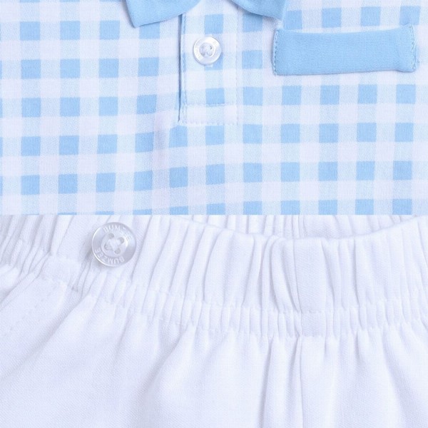 BUMZEE Boys Checked Pure Cotton Leotard With Shorts