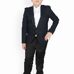 SG YUVRAJ Boys Navy-Blue Solid Regular-Fit Single-Breasted Blazer