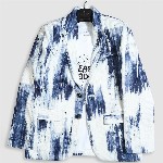 CAVIO Boys Printed Pure Cotton Single-Breasted Blazer With Crew-Neck T-Shirt