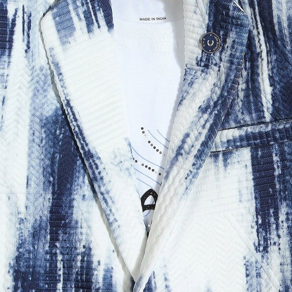 CAVIO Boys Printed Pure Cotton Single-Breasted Blazer With Crew-Neck T-Shirt