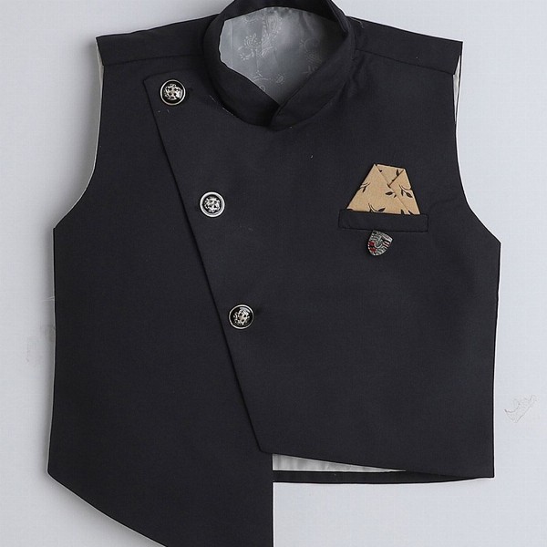 BAESD Boys Printed Shirt And Trousers With Nehru Jacket