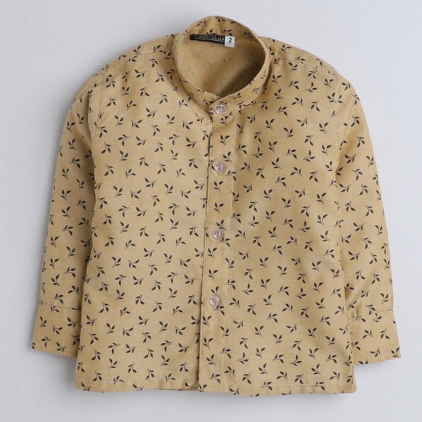 BAESD Boys Printed Shirt And Trousers With Nehru Jacket