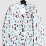 CAVIO Boys Printed Pure Cotton Single-Breasted Blazer With Crew-Neck T-Shirt