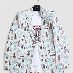 CAVIO Boys Printed Pure Cotton Single-Breasted Blazer With Crew-Neck T-Shirt