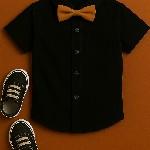 STINITY Black Pure Cotton Clothing Set