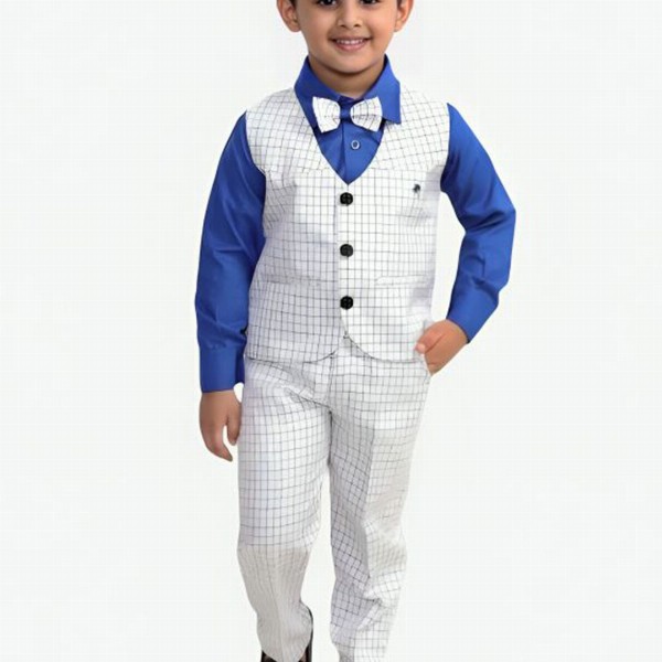 Go Berry Boys Checked Single-Breasted 3-Piece Suits