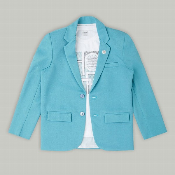 CAVIO Boys Pure Cotton Notched Lapel Collar Single-Breasted Blazer With T-Shirt