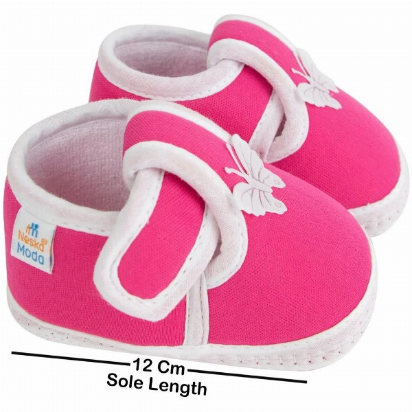 Neska Moda 3 To 12 Months Baby Boys & Baby Girls Cute Soft Cotton Pre-Walker Butterfly Booties (Toe to Heel Length - 11 cm, Red)