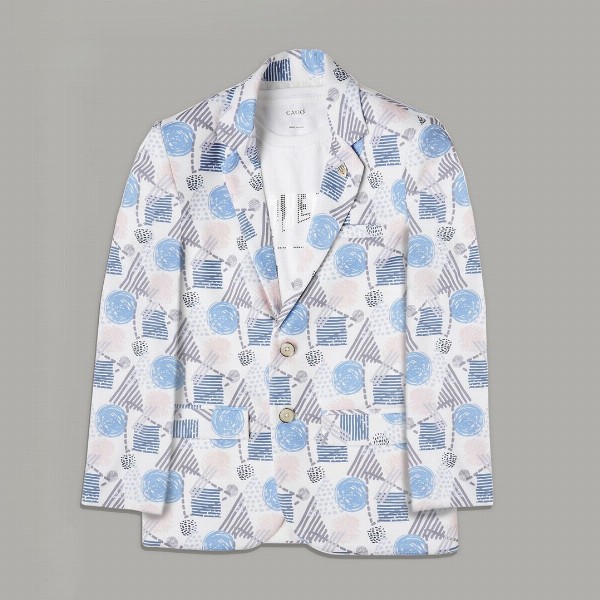 CAVIO Boys Printed Pure Cotton Single Breasted Blazer With T-Shirt
