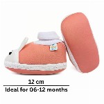 Neska Moda 3 To 12 Months Baby Boys & Baby Girls Cute Soft Cotton Pre-Walker Rabbit Face Booties (Toe to Heel Length - 12 cm, Light Pink)