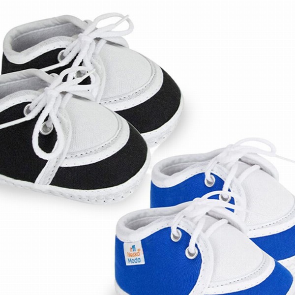 Neska Moda 3 To 12 Months 2 Pair Newborn Unisex Baby Skin Friendly Soft Cotton Lace Shoe Booties (Toe to Heel Length - 12 cm, Blue, Black)