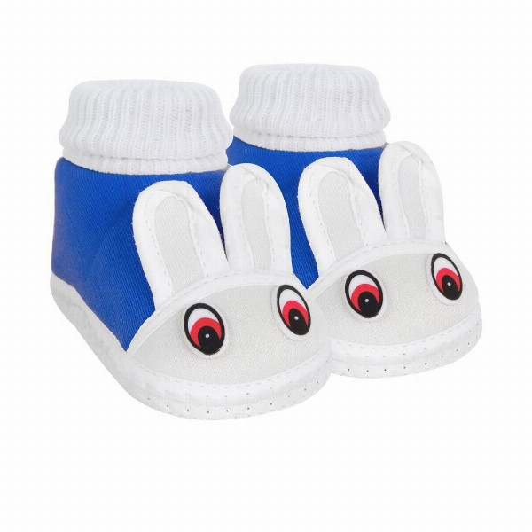 Neska Moda 3 To 12 Months Baby Boys & Baby Girls Cute Soft Cotton Pre-Walker Rabbit Face Booties (Toe to Heel Length - 12 cm, Blue)