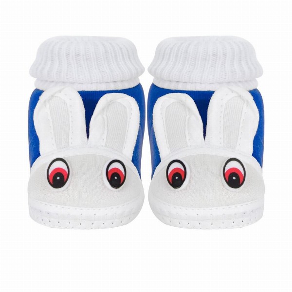 Neska Moda 3 To 12 Months Baby Boys & Baby Girls Cute Soft Cotton Pre-Walker Rabbit Face Booties (Toe to Heel Length - 12 cm, Blue)