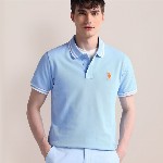 U.S. Polo Assn. Men Solid Polo Collar Cotton Slim Fit T-Shirt