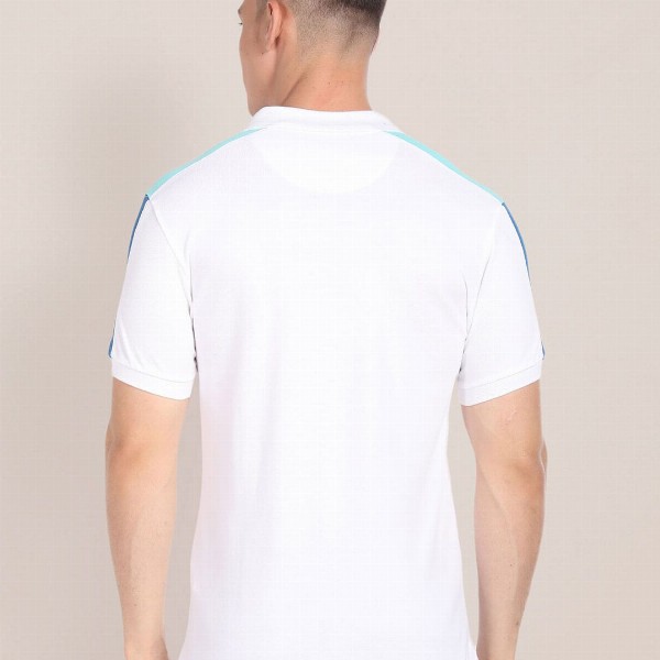 U.S. Polo Assn. Colourblocked Polo Collar Pure Cotton Slim Fit T-shirt