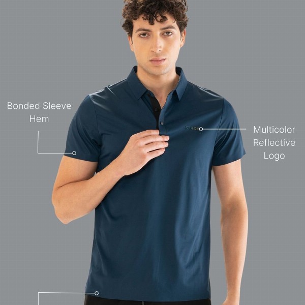 STRCH Men Anti Odour Solid Polo Collar T-shirt