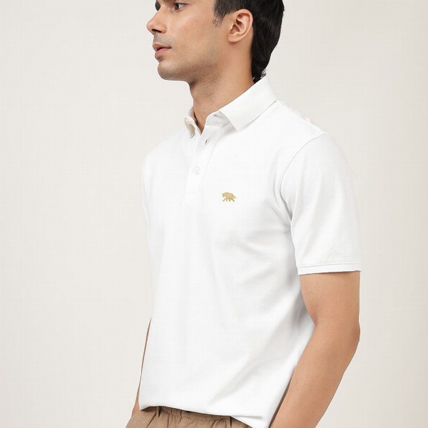 Andamen Men Solid Polo Collar Cotton T-Shirt
