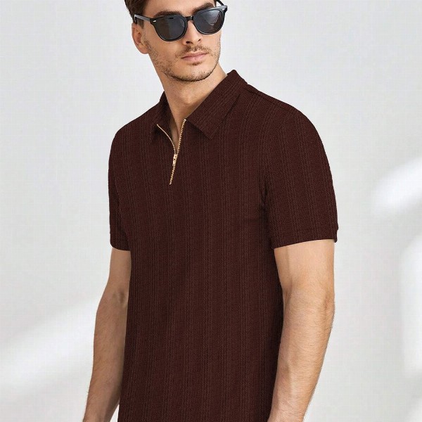 Moda Rapido Men Self Design Polo Collar T-shirt