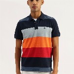 United Colors of Benetton Men Striped Polo Collar Cotton Relaxed Fit T-shirt