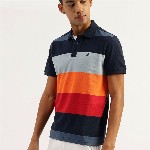 United Colors of Benetton Men Striped Polo Collar Cotton Relaxed Fit T-shirt
