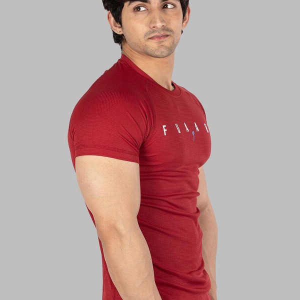 FUAARK Slim Fit Typography Printed Raglan Sleeves Anti Odour  Gym T-shirt