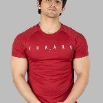 FUAARK Slim Fit Typography Printed Raglan Sleeves Anti Odour  Gym T-shirt