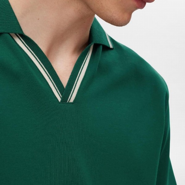 SELECTED Men Solid Polo Collar Cotton T-Shirt