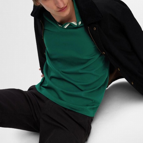 SELECTED Men Solid Polo Collar Cotton T-Shirt