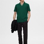 SELECTED Men Solid Polo Collar Cotton T-Shirt