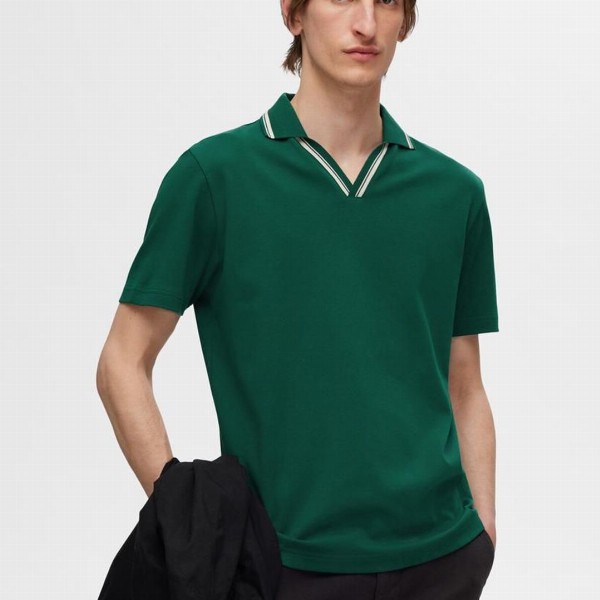 SELECTED Men Solid Polo Collar Cotton T-Shirt