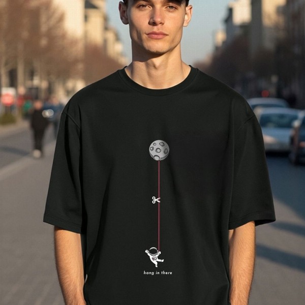 Bewakoof Men Black Printed Oversized T-shirt