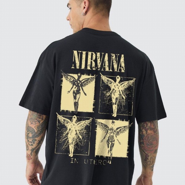 PRONK Men Nirvana Printed Oversized T-shirt