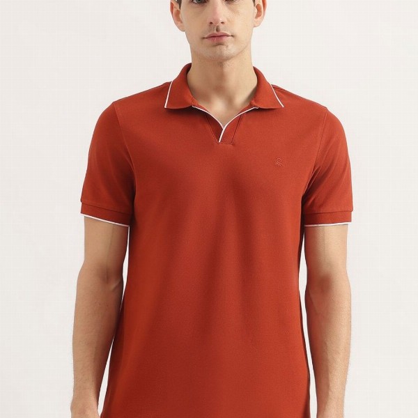 United Colors of Benetton Men Solid Polo Collar Cotton T-shirt