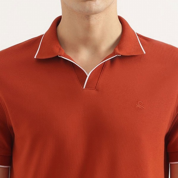 United Colors of Benetton Men Solid Polo Collar Cotton T-shirt