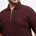 UNSTD Men Plus Size Zipper Textured Polo T-Shirt