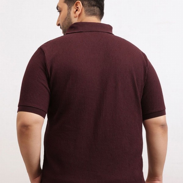 UNSTD Men Plus Size Zipper Textured Polo T-Shirt