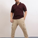 UNSTD Men Plus Size Zipper Textured Polo T-Shirt