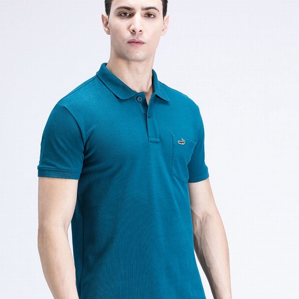 Crocodile Men Solid Polo Collar Cotton T-shirt