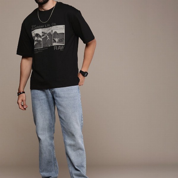 The Roadster Lifestyle Co.Oversized Fit Printed Pure Cotton T-shirt