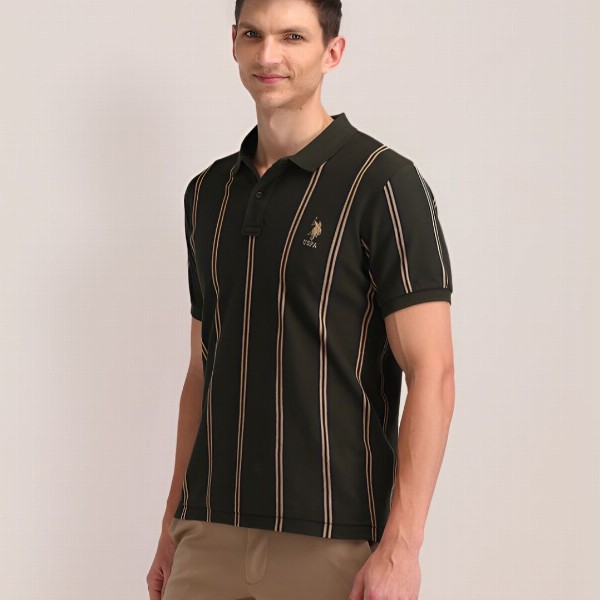 U.S. Polo Assn. Men Striped Cotton Slim Fit T-shirt