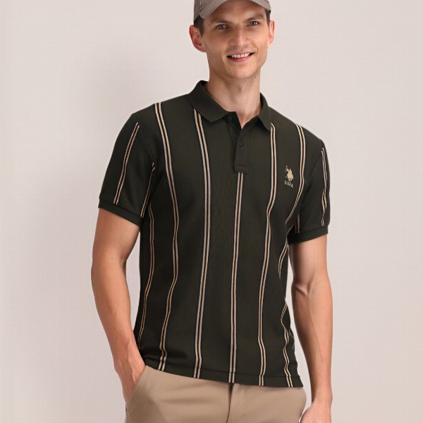 U.S. Polo Assn. Men Striped Cotton Slim Fit T-shirt