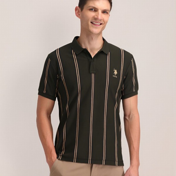 U.S. Polo Assn. Men Striped Cotton Slim Fit T-shirt