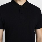 VEIRDO Black Polo Collar Pure Cotton T-shirt