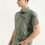 United Colors of Benetton Men Floral Printed Polo Collar Cotton T-shirt