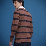 The Roadster Lifestyle Co. Men Striped Polo Collar Pure Cotton T-shirt