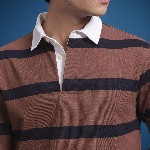The Roadster Lifestyle Co. Men Striped Polo Collar Pure Cotton T-shirt