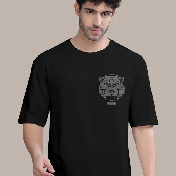 BULLMER Graphic Printed Round Neck Oversized Cotton T-shirt